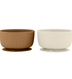 Skåle-Mikk-Line Skåle - 2-pak - Silikone - White Swan/Brown Sugar