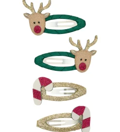 Mimi & Lula Hårspænder|Hårpynt*Hårspænder - 4-pak - Rudolph & Candy Christmas
