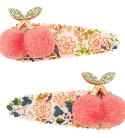 Mimi & Lula Hårspænder*Hårspænder - 2-pak - 5 cm - Floral Pom Pom Cherries