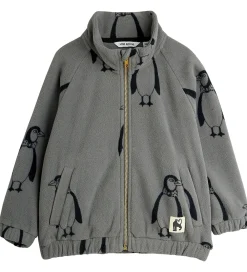 Fleece-Mini Rodini Fleecejakke - Penguin - Grå