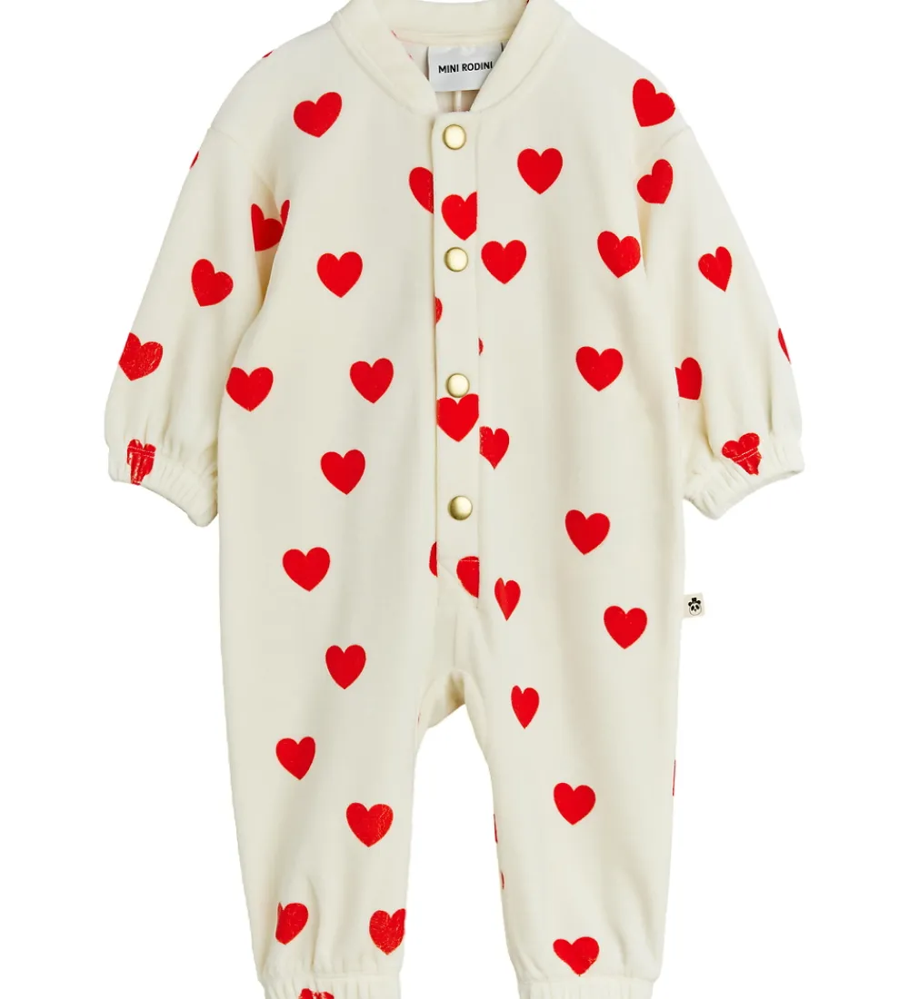 Heldragter-Mini Rodini Heldragt - Velour - Hearts - Hvid