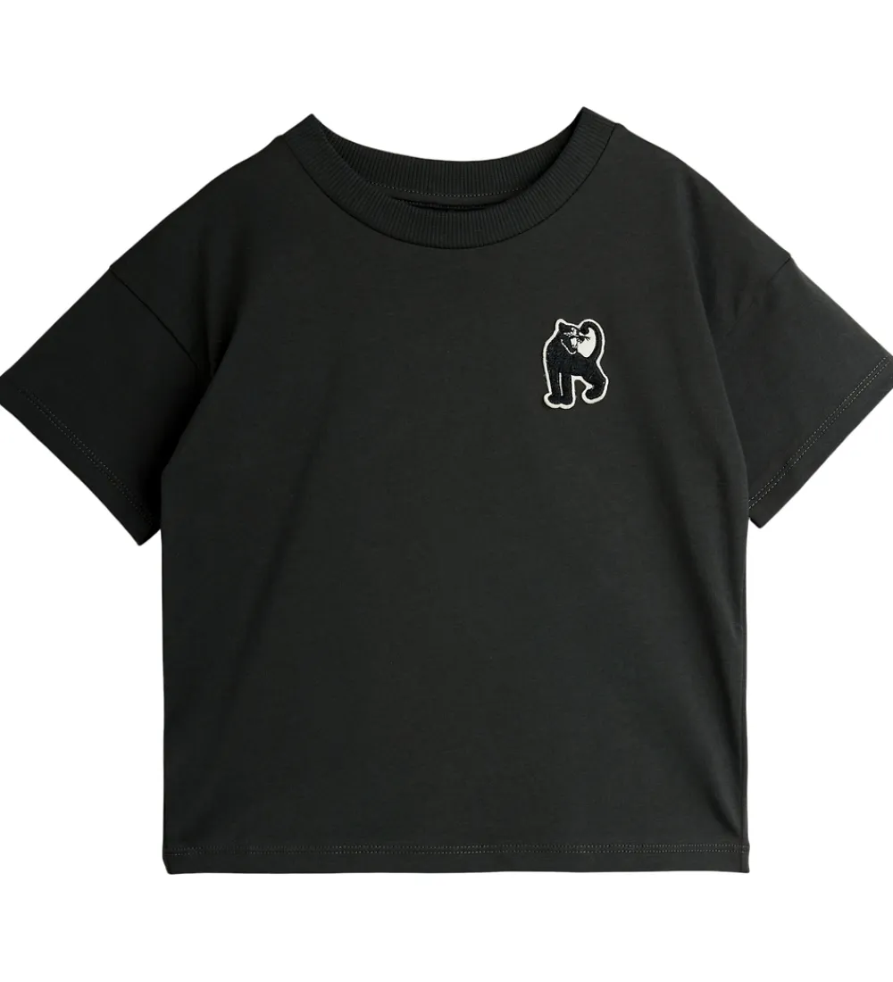 T-Shirts-Mini Rodini T-shirt - Panther patch - Sort