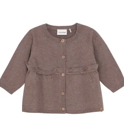Minymo Striktrøjer*Cardigan - Strik - Dark Brown Melange