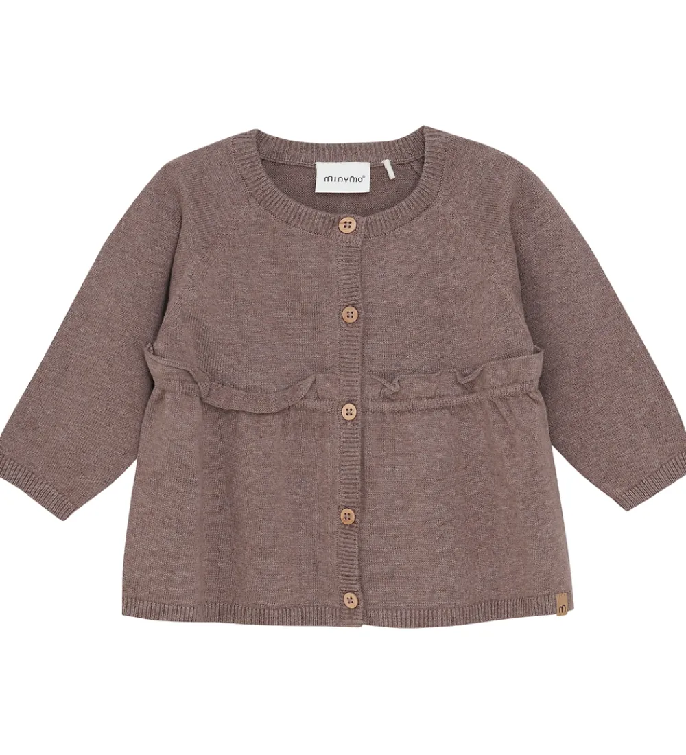 Minymo Striktrøjer*Cardigan - Strik - Dark Brown Melange
