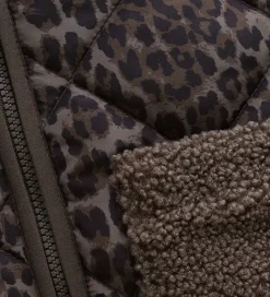Fleece-Minymo Jakke - Chocolate Chip m. Leopardprint