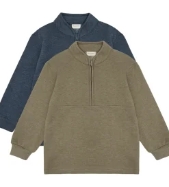Basis-Minymo Sweatshirt m. Lynlås - 2-pak - Vetiver
