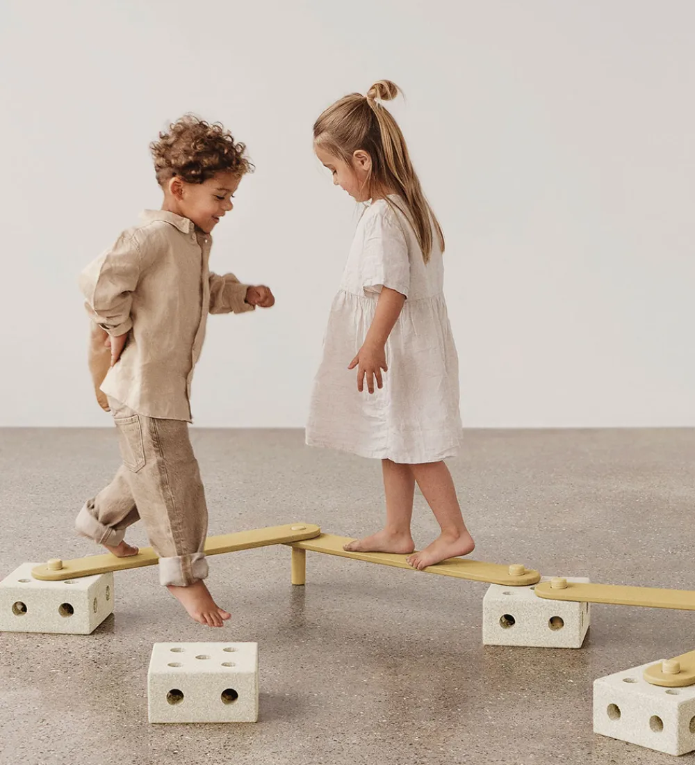 Motorisk Legetøj|Aktivitetslegetøj-MODU Balance Track - 17 Dele - Sand Grey/Honey Yellow