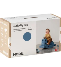 Tumledyr|Motorisk Legetøj-MODU Curiosity Sæt - 14 Dele - 50x30x20 cm - Deep Blue/Sky Blue