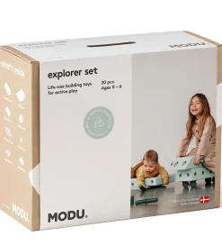 MODU Tumledyr|Motorisk Legetøj*Explorer Sæt - 20 Dele - 55x40x20 cm - Ocean Mint/Forest Gr