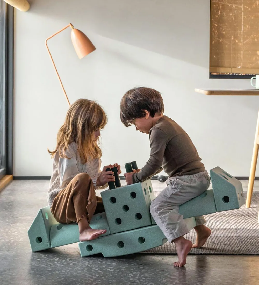 MODU Motorisk Legetøj|Tumlemøbler*Klods Firkant - 20x20x10 cm - Ocean Mint