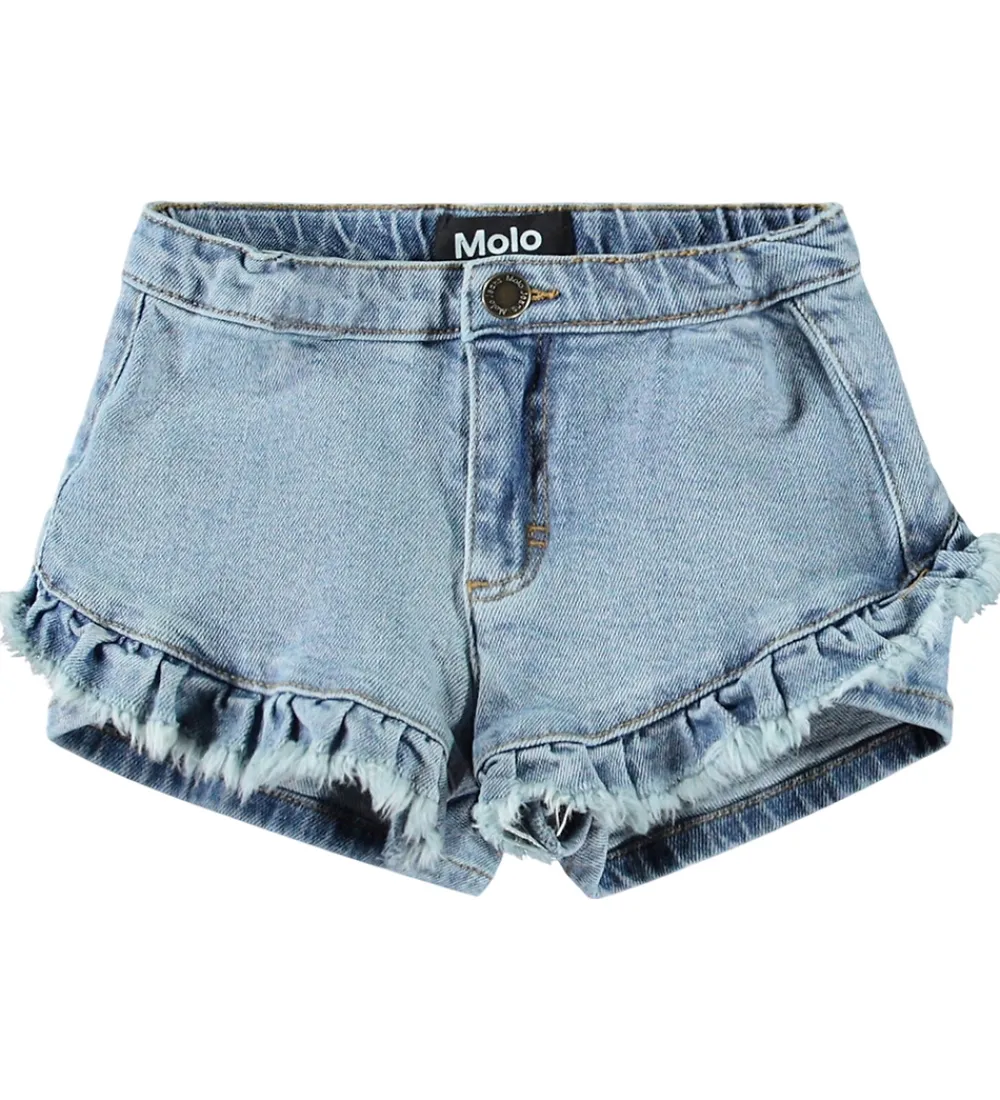 Shorts Og Knickers-Molo Shorts - Denim - Agnetha - Distressed Washed