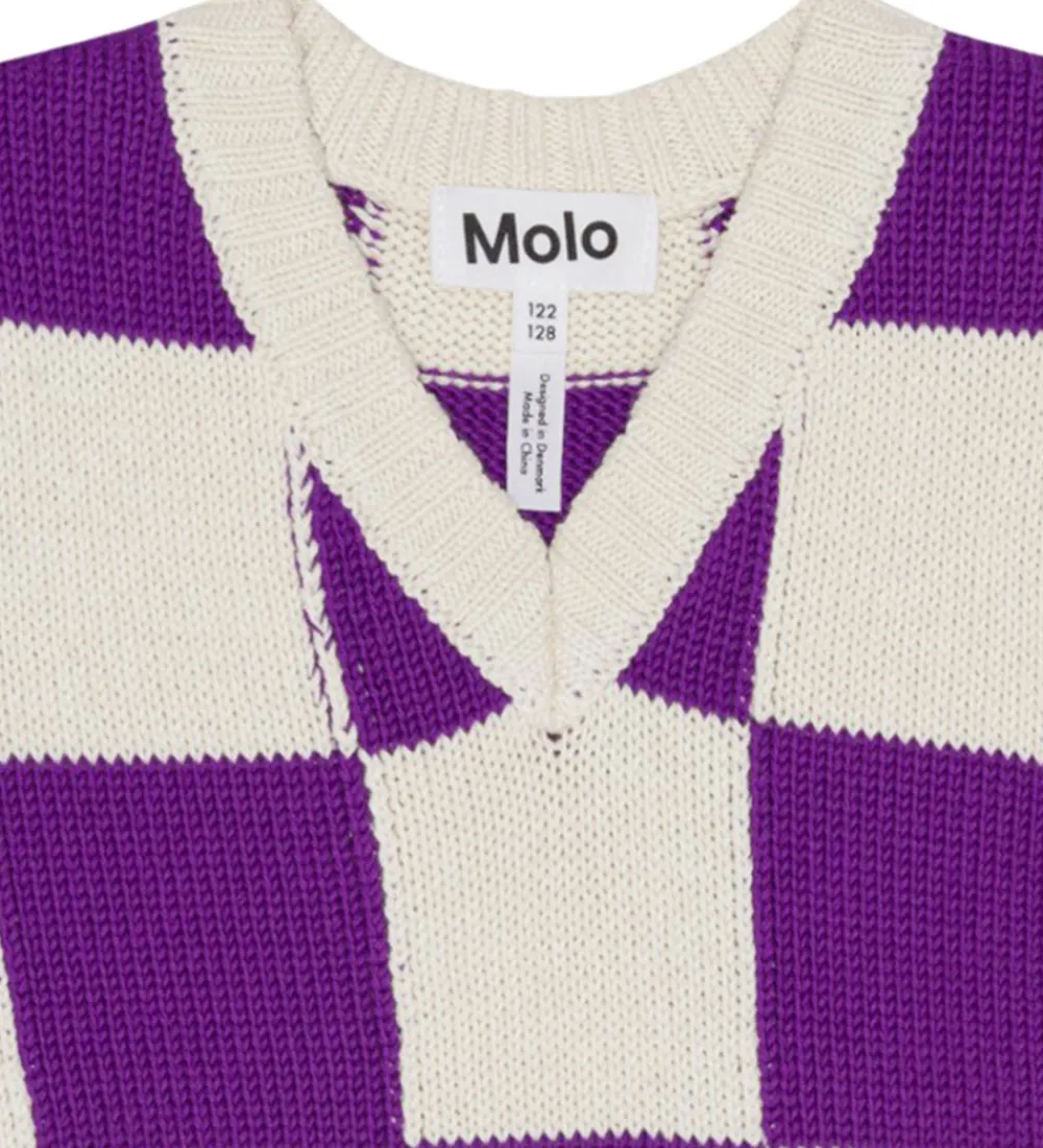 Veste-Molo Vest - Strik - Gitta - Purple Shell Check