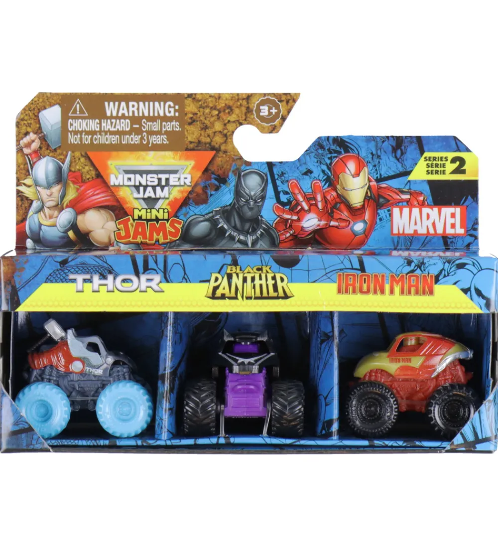 Biler, Tog Og Køretøjer-Monster Jam Biler - 1:87 - Mini - Marvel - 3-pak