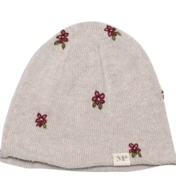Huer Og Hatte-MP Hue - Uld - Strik - Floral - Beigemeleret