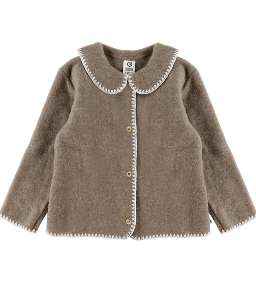 Basis-Müsli Cardigan - Uldfleece - Brown Melange
