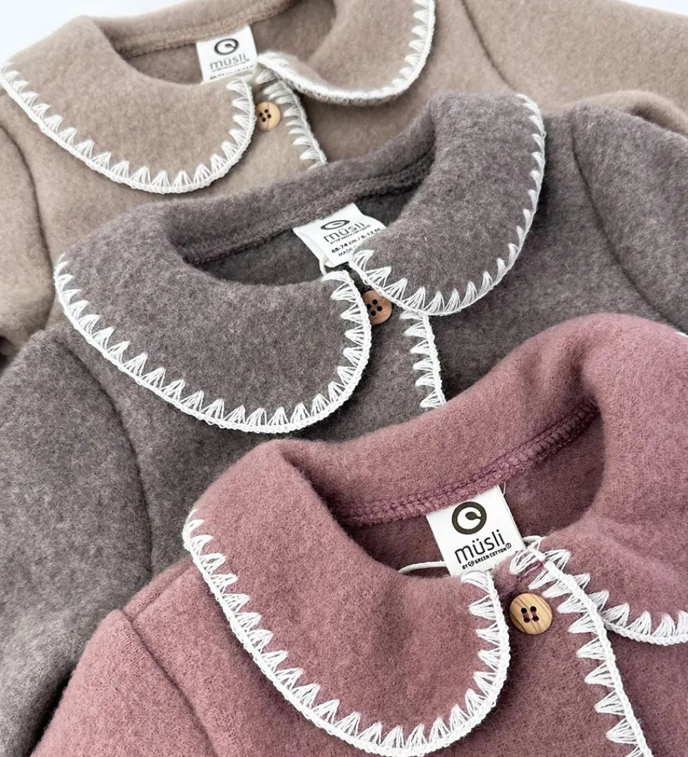 Basis-Müsli Cardigan - Uldfleece - Brown Melange