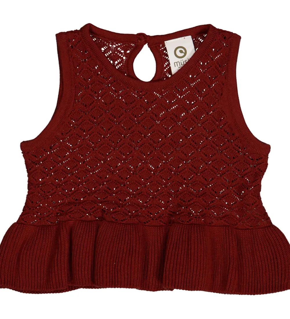 Veste-Müsli Vest - Knit Scallop - Russet m. Hulmønster