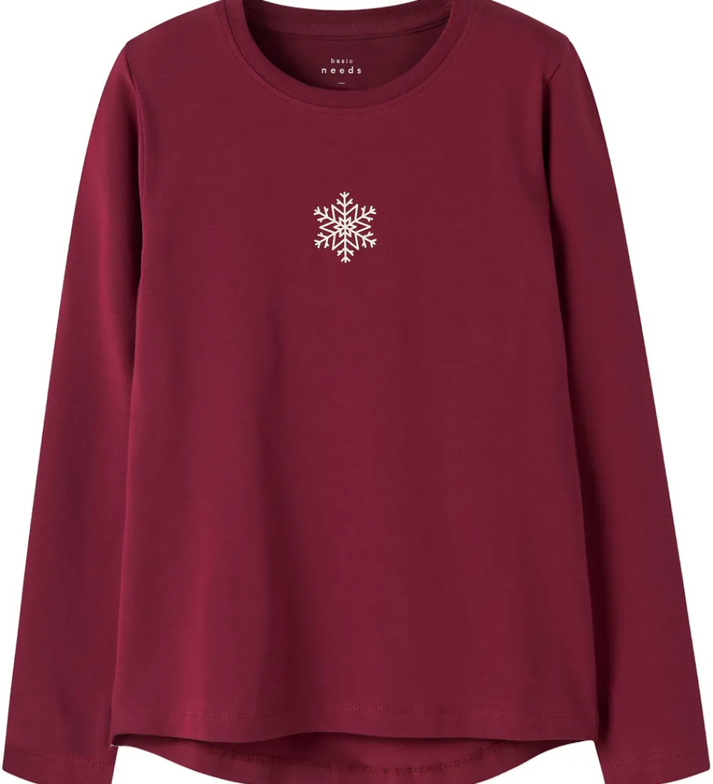 Name It Juletøj|Bluser*Bluse - NkfVix - Burgundy/Snowflake