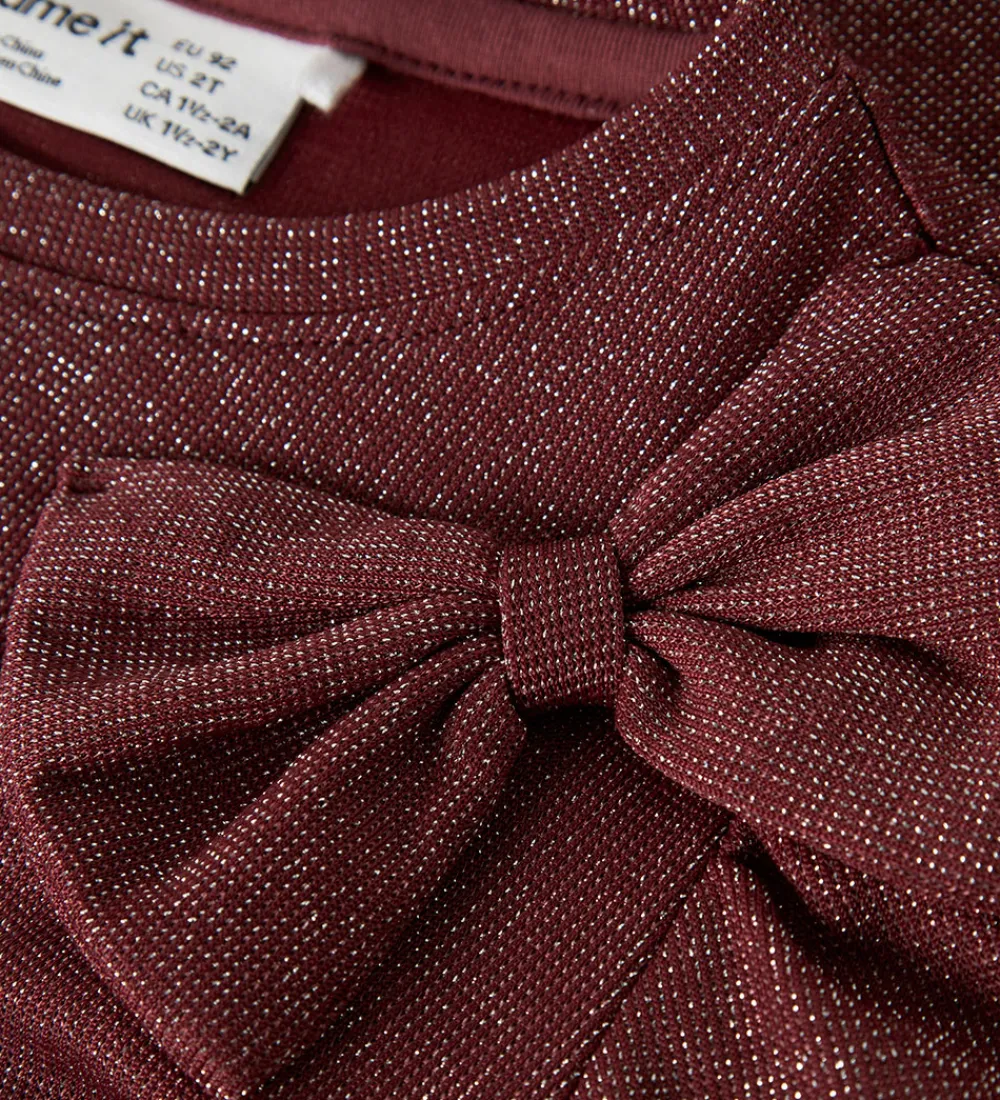 Juletøj-Name It Bluse - NmfRoisin - Burgundy m. Glimmer