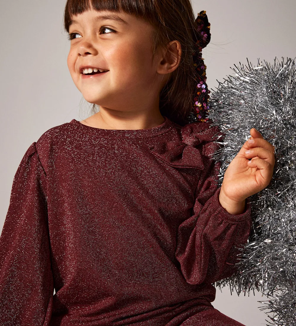 Juletøj-Name It Bluse - NmfRoisin - Burgundy m. Glimmer