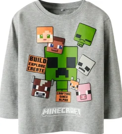 T-Shirts-Name It Bluse - NmmNyle - Minecraft - Gråmeleret