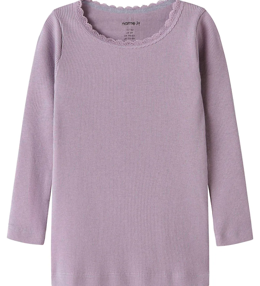 Bluser-Name It Bluse - Rib - Noos - NmfKab - Lavender Gray