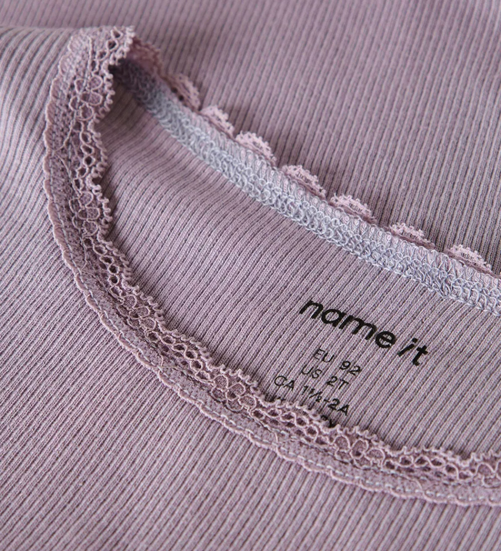 Bluser-Name It Bluse - Rib - Noos - NmfKab - Lavender Gray