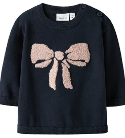 Juletøj-Name It Bluse - Strik - NbfRebow - Navy Blazer m. Sløjfe