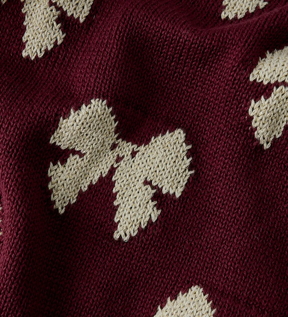 Juletøj-Name It Bluse - Strik - NmfRekka - Burgundy m. Sløjfer