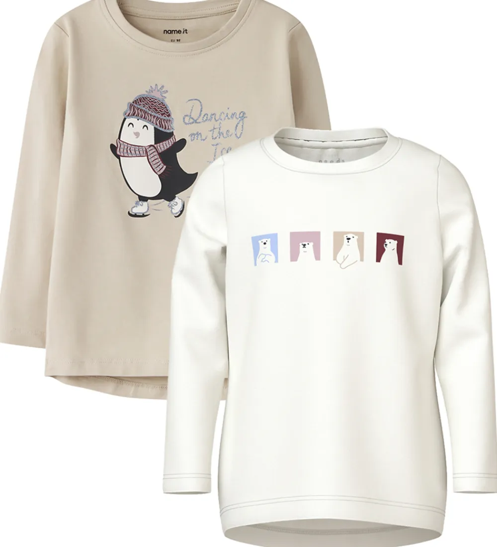 Bluser-Name It Bluser - 2-Pak - NmfVix - Cloud Dancer/Cement Penguin