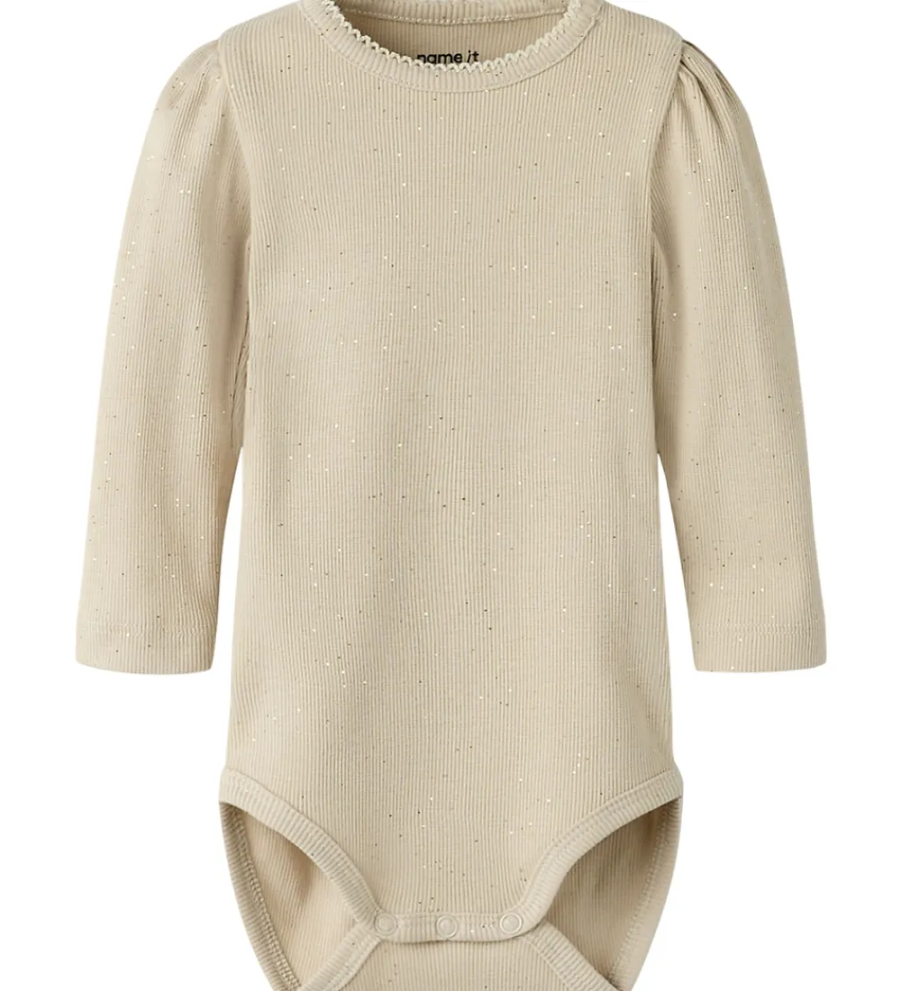 Name It Juletøj|Bodyer*Body l/æ - Rib - NbfRosally - Cement m. Glimmer