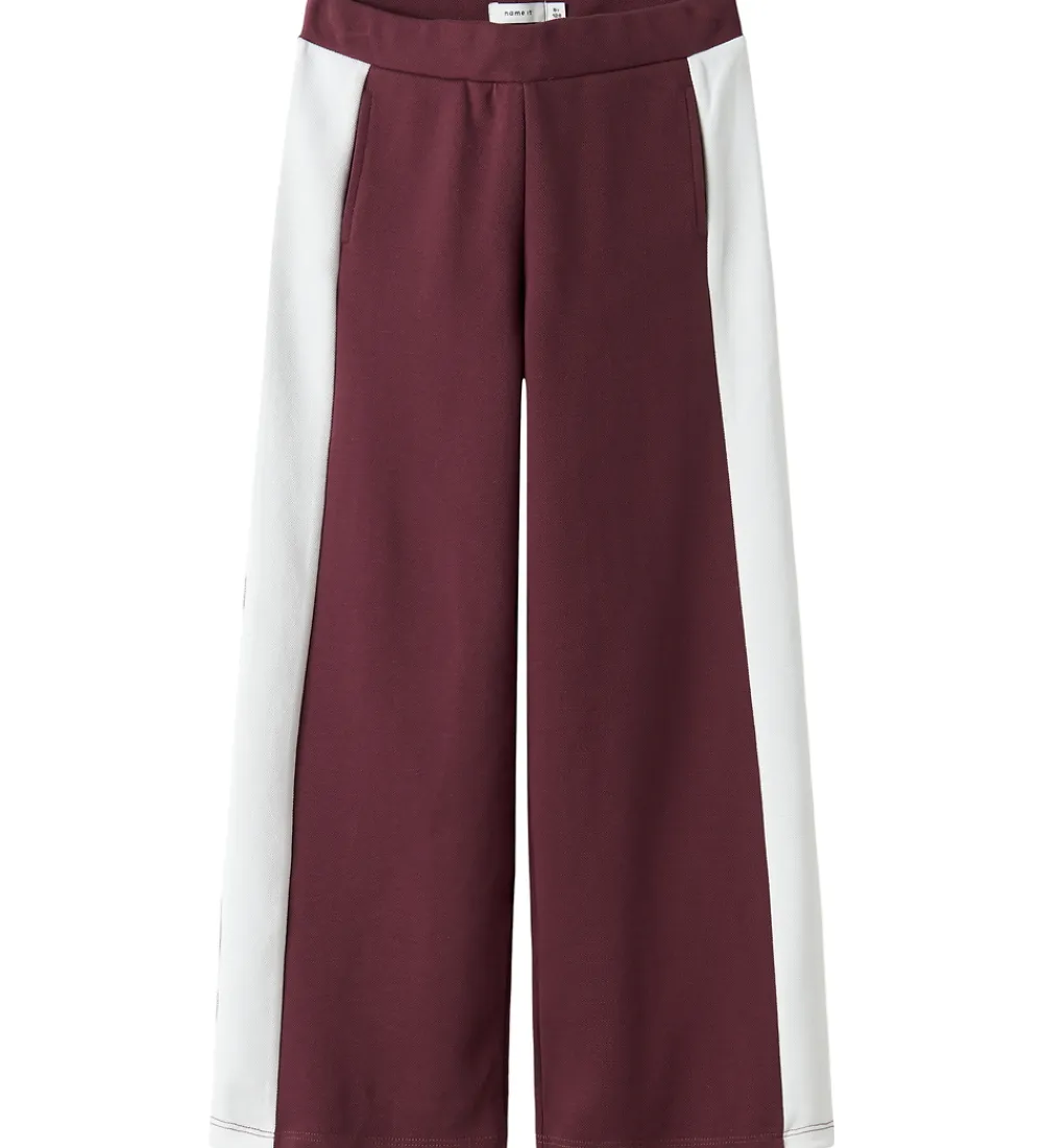 Bukser Og Jeans-Name It Bukser - Piqué - NkfRivea - Wide - Burgundy