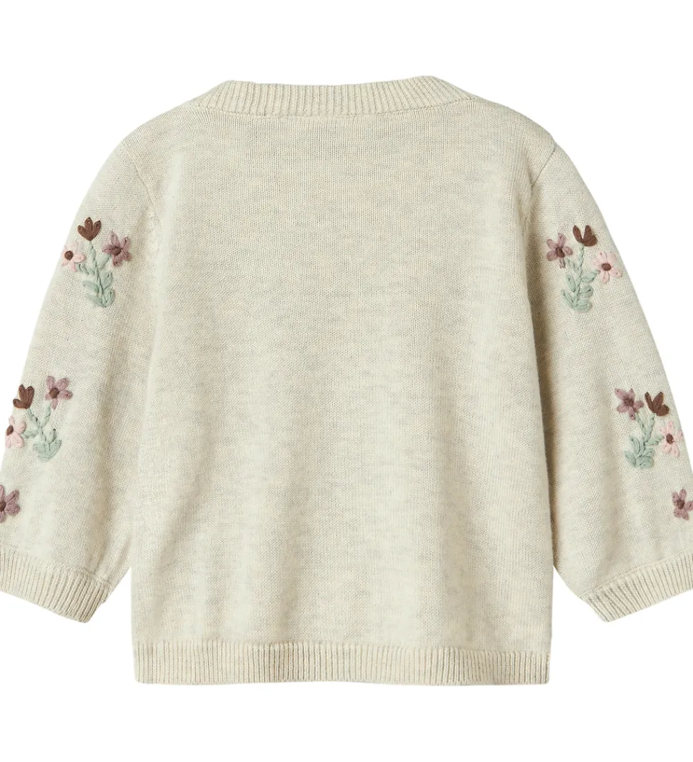 Striktrøjer-Name It Cardigan - Strik - NbfNussy - Peyote Melange m. Blomster