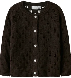 Name It Striktrøjer*Cardigan - Strik - NmfFleslit - Seal Brown m. Hulmønster