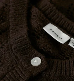 Name It Striktrøjer*Cardigan - Strik - NmfFleslit - Seal Brown m. Hulmønster