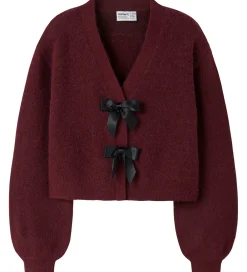 Cardigans-Name It Cardigan - Strik - NkfRina - Burgundy/BLACK BOW