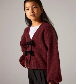 Cardigans-Name It Cardigan - Strik - NkfRina - Burgundy/BLACK BOW