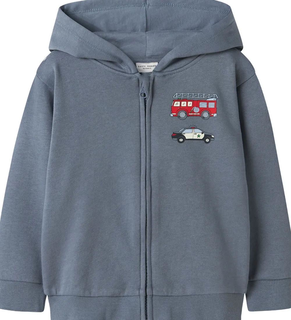 Name It Cardigans*Cardigan m. Hætte - NmmVoltinus - Flint Stone/Fire Truck