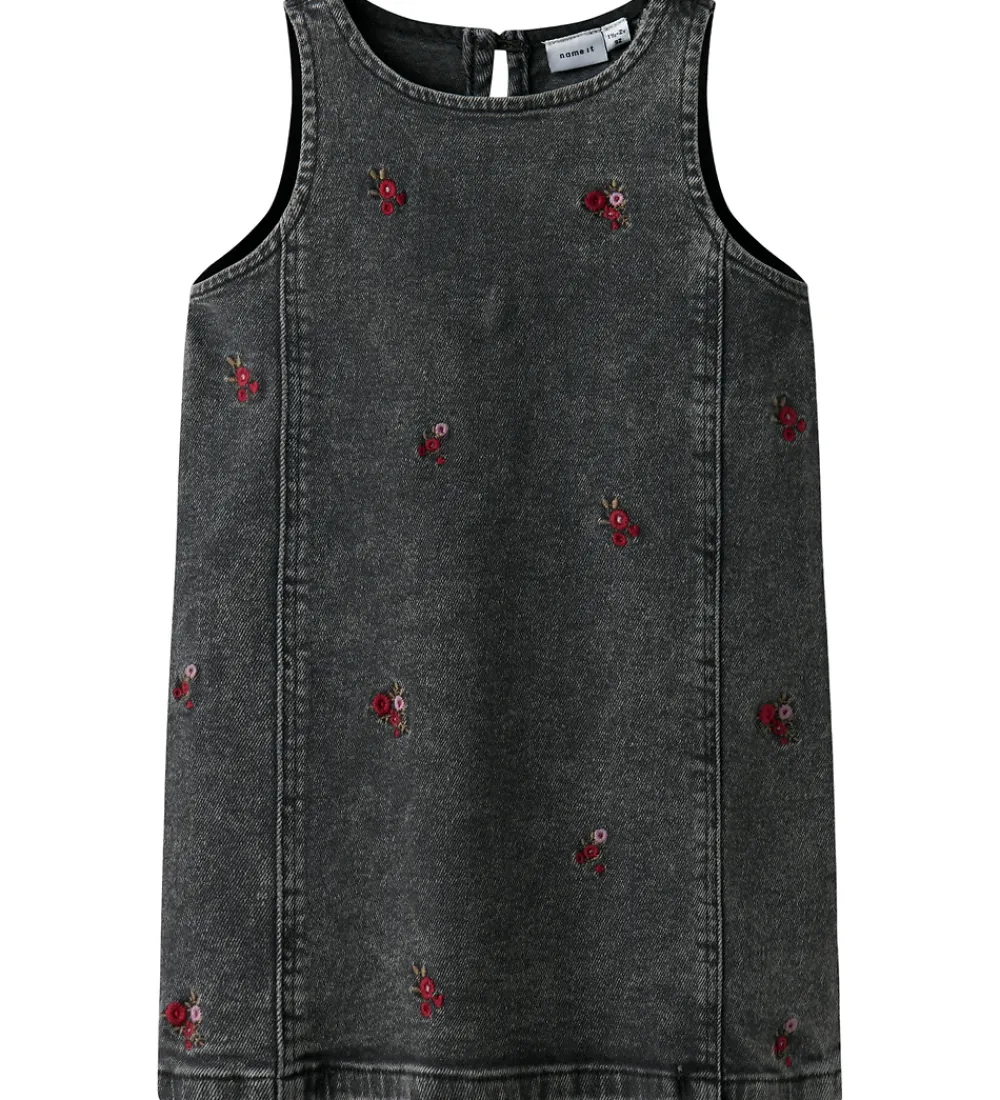 Kjoler-Name It Denimkjole - NmfBrynn - Medium Grey Denim/Flower