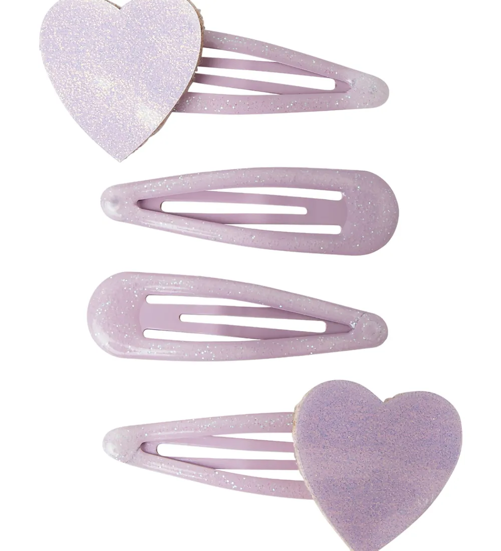 Name It Hårspænder|Hårpynt*Hårspænder - 4-pak - NmfRosa - Keepsake Lilac/HEARTS