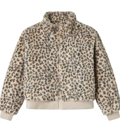 Fleece-Name It Jakke - Imiteret Pels - NkfMila - Oxford Tan/Leo