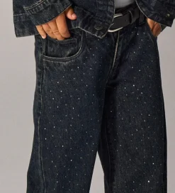 Name It Bukser Og Jeans|Pigetøj*Jeans - NkfRose - Dark Midnight Denim m. Rhinsten