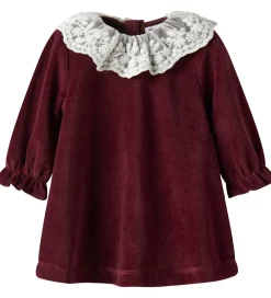 Kjoler|Juletøj-Name It Kjole - Velour - NbfRoxy - Burgundy