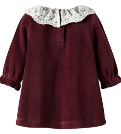 Kjoler|Juletøj-Name It Kjole - Velour - NbfRoxy - Burgundy