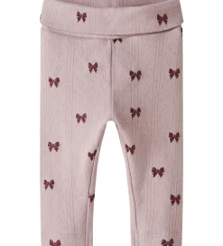 Leggings|Juletøj-Name It Leggings - Hulmønster - NbfRibbea - Keepsake Lilac m. Sl