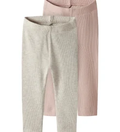 Name It Leggings|Unisex-Tøj*Leggings - 2-pak - NbnKab - Peyote Melange/Sepia Rose