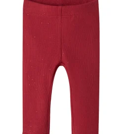 Leggings|Juletøj-Name It Leggings - Rib - NbfRosally - Jester Red m. Glimmer