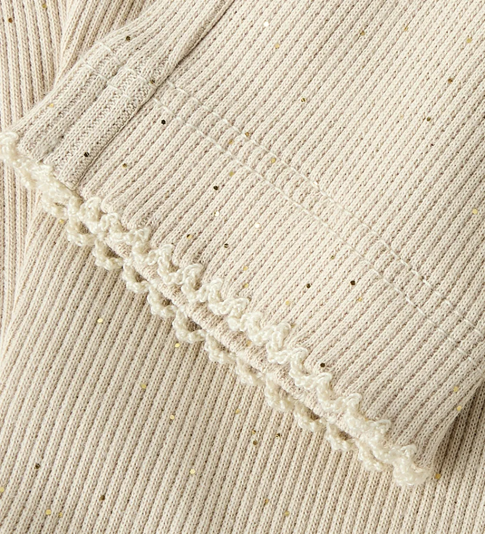 Leggings-Name It Leggings - Rib - NbfRosally - Cement m. Glimmer