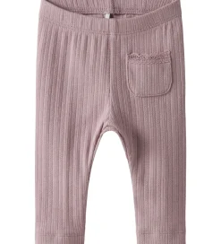 Leggings-Name It Leggings - Rib - NbfSiva - Keepsake Lilac m. Hulmønster