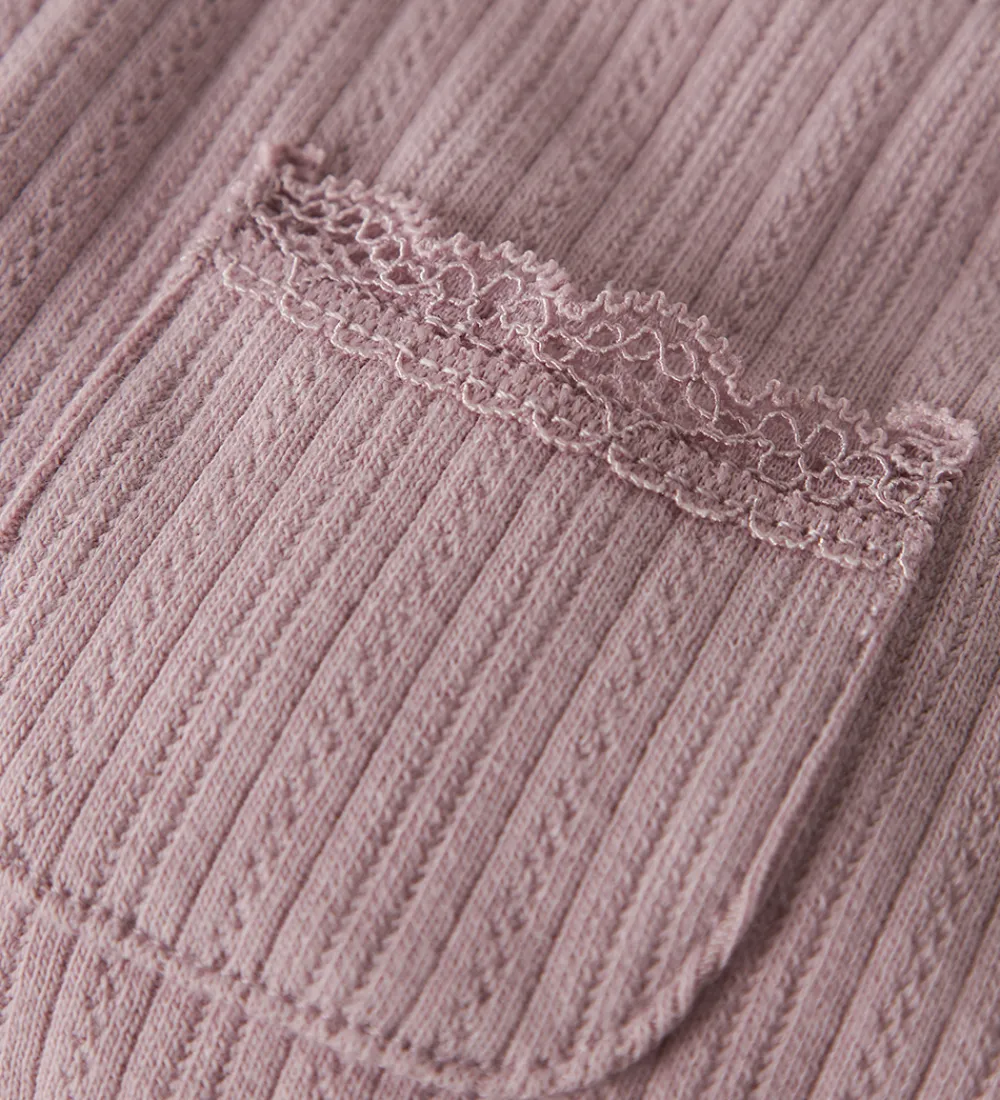 Leggings-Name It Leggings - Rib - NbfSiva - Keepsake Lilac m. Hulmønster